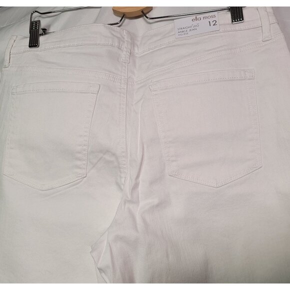 Ella Moss Women's Mid-Rise Straight Leg Ankle White Jeans Size 12 - Picture 5 of 11